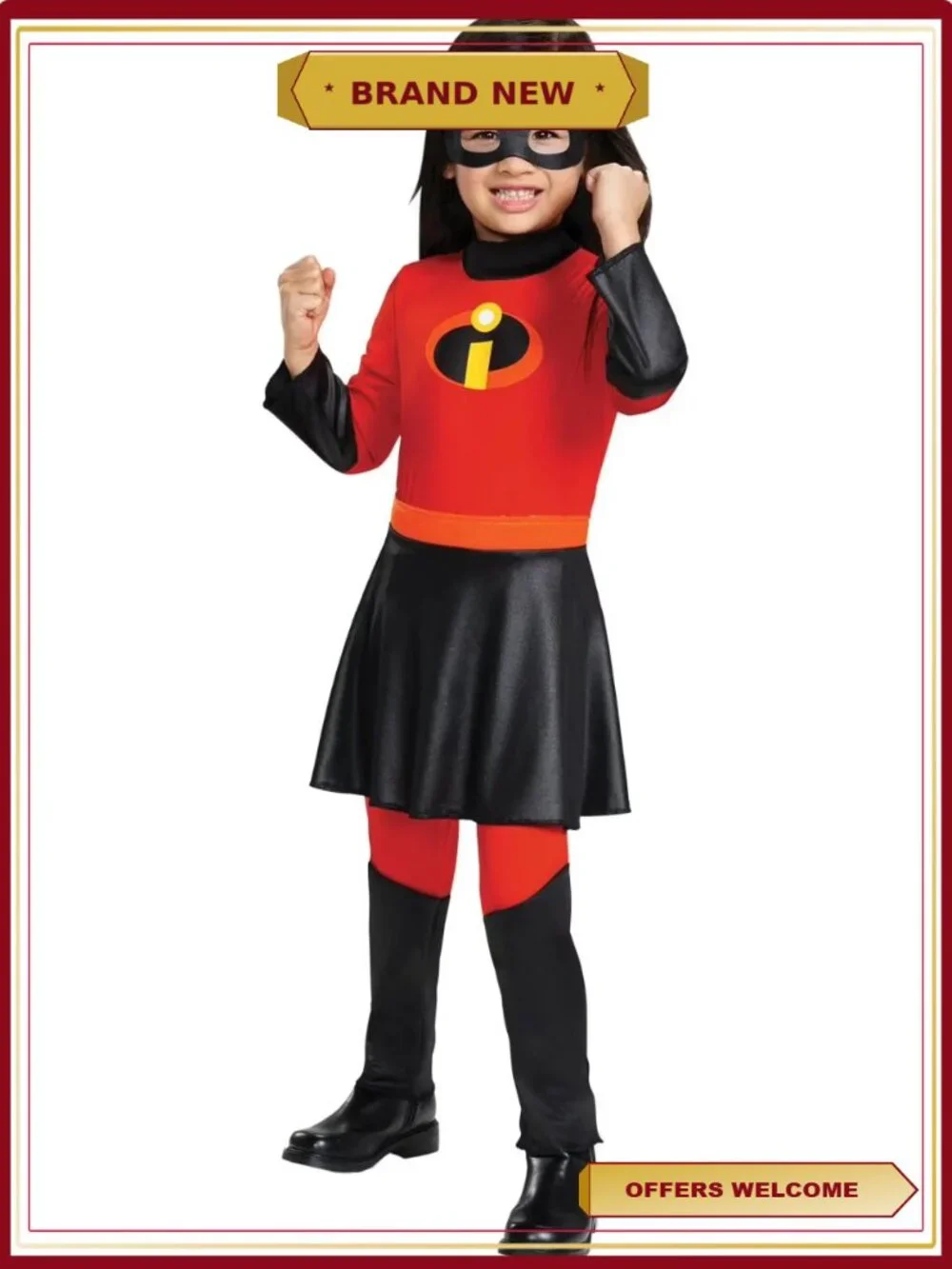 Toddler Girls Deluxe Violet Jumpsuit Costume Skirt Eye Mask 2T